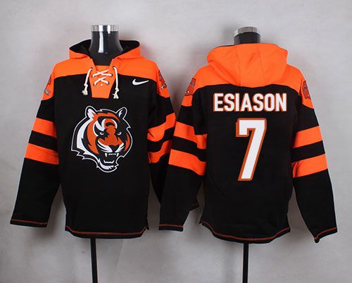Nike Bengals #7 Boomer Esiason Black Player Pullover NFL Hoodie - Click Image to Close